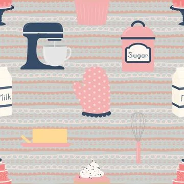 Seamless repeating pattern baking with love Stockillustratie