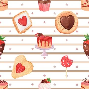 Seamless repeating pattern baking with love Stock Illustration