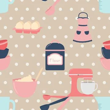 Seamless repeating pattern baking with love Stock Illustration