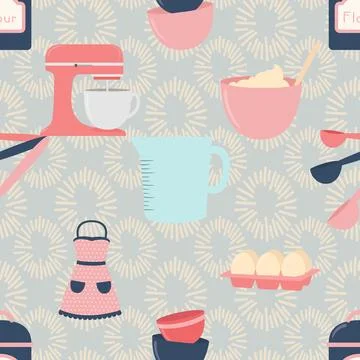 Seamless repeating pattern baking with love Stock Illustration