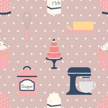 Seamless repeating pattern baking with love Illustrazione stock