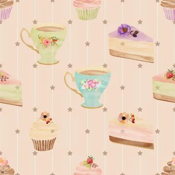 Seamless repeating pattern baking with love Stock Illustration