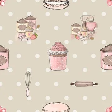 Seamless repeating pattern baking with love Illustrazione stock