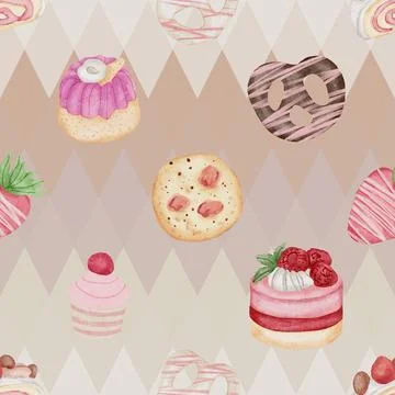 Seamless repeating pattern baking with love Stockillustratie