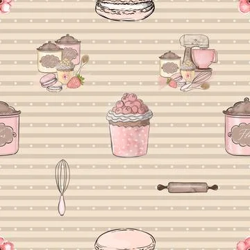 Seamless repeating pattern baking with love Illustrazione stock
