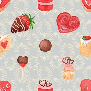 Seamless repeating pattern baking with love Stock Illustration