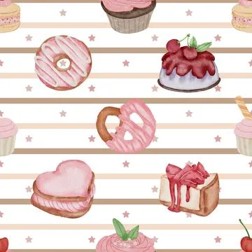 Seamless repeating pattern baking with love Stock Illustration