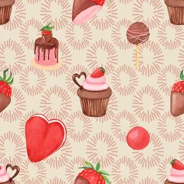Seamless repeating pattern baking with love Stock Illustration