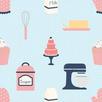 Seamless repeating pattern baking with love Stock Illustration
