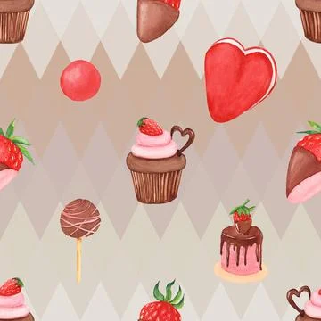 Seamless repeating pattern baking with love Stock Illustration