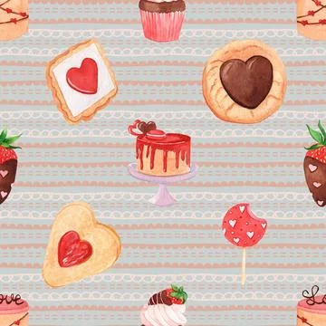Seamless repeating pattern baking with love Stock Illustration