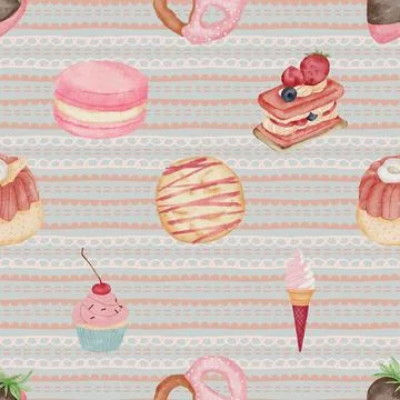 Seamless repeating pattern baking with love Stock Illustration