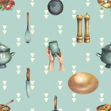 Seamless repeating pattern baking with love Stock Illustration