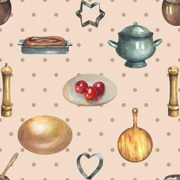 Seamless repeating pattern baking with love Stock Illustration