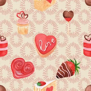 Seamless repeating pattern baking with love Stock Illustration
