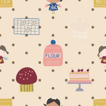 Seamless repeating pattern baking with love Illustrazione stock
