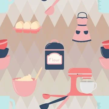 Seamless repeating pattern baking with love Stock Illustration