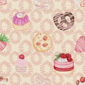 Seamless repeating pattern baking with love Stock Illustration