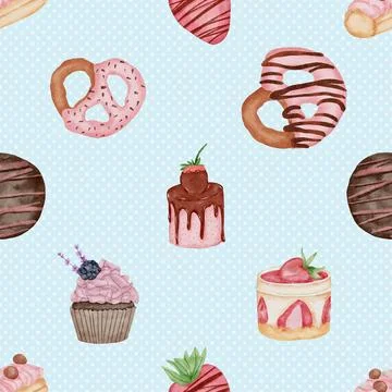 Seamless repeating pattern baking with love Stock Illustration