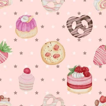 Seamless repeating pattern baking with love Stock Illustration