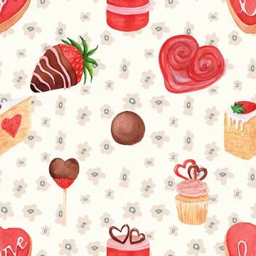 Seamless repeating pattern baking with love Stock Illustration