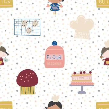 Seamless repeating pattern baking with love Illustrazione stock