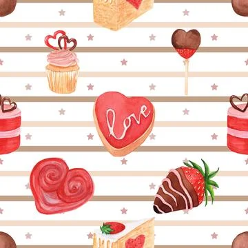 Seamless repeating pattern baking with love Stock Illustration