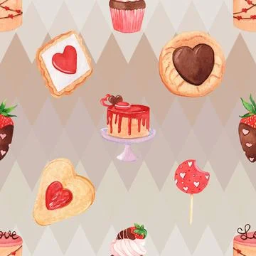 Seamless repeating pattern baking with love Stock Illustration