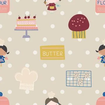 Seamless repeating pattern baking with love Illustrazione stock