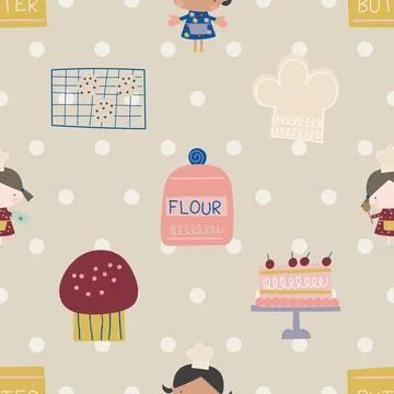 Seamless repeating pattern baking with love Illustrazione stock