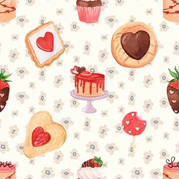 Seamless repeating pattern baking with love Stock Illustration