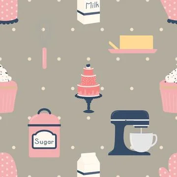 Seamless repeating pattern baking with love Illustrazione stock