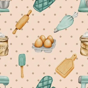Seamless repeating pattern baking with love Stock Illustration