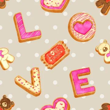 Seamless repeating pattern baking with love Stockillustratie