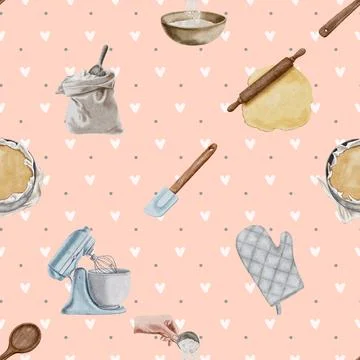 Seamless repeating pattern baking with love Illustrazione stock