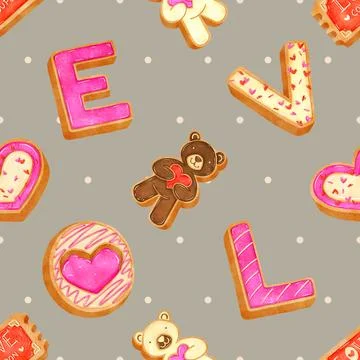 Seamless repeating pattern baking with love Stock Illustration