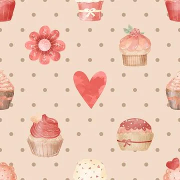 Seamless repeating pattern baking with love Stock Illustration