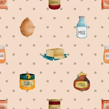 Seamless repeating pattern baking with love Stock Illustration