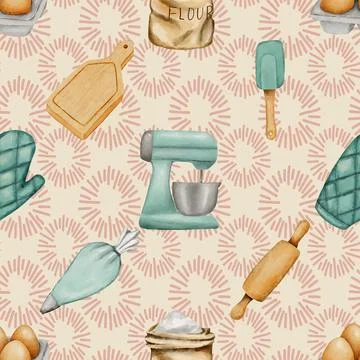 Seamless repeating pattern baking with love Stock Illustration