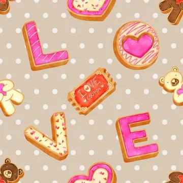 Seamless repeating pattern baking with love Stock Illustration