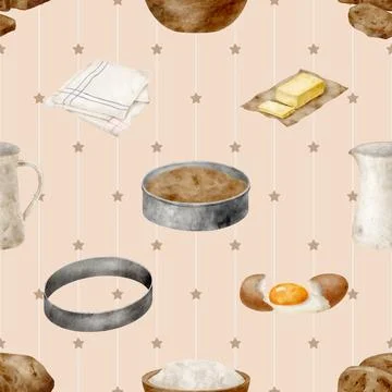 Seamless repeating pattern baking with love Stock Illustration