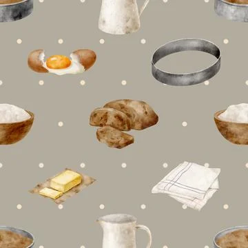 Seamless repeating pattern baking with love Stock Illustration