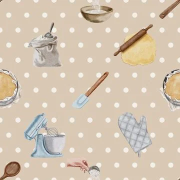 Seamless repeating pattern baking with love Illustrazione stock