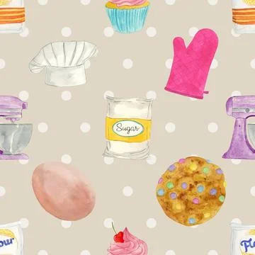 Seamless repeating pattern baking with love Stock Illustration