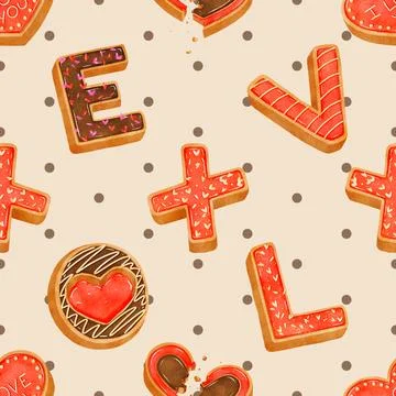 Seamless repeating pattern baking with love Stock Illustration