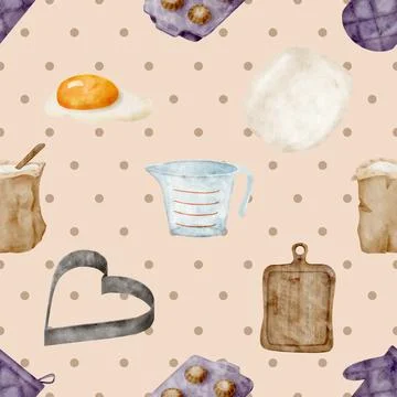 Seamless repeating pattern baking with love Stock Illustration