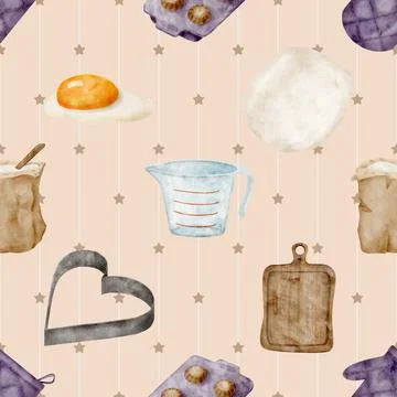 Seamless repeating pattern baking with love Stock Illustration