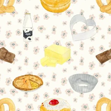 Seamless repeating pattern baking with love Stock Illustration