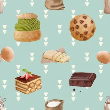 Seamless repeating pattern baking with love Stock Illustration