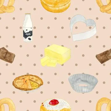 Seamless repeating pattern baking with love Stock Illustration